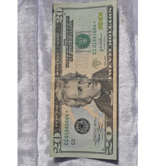 2004 series $20 Bill Star note Federal Reserve collectible bill